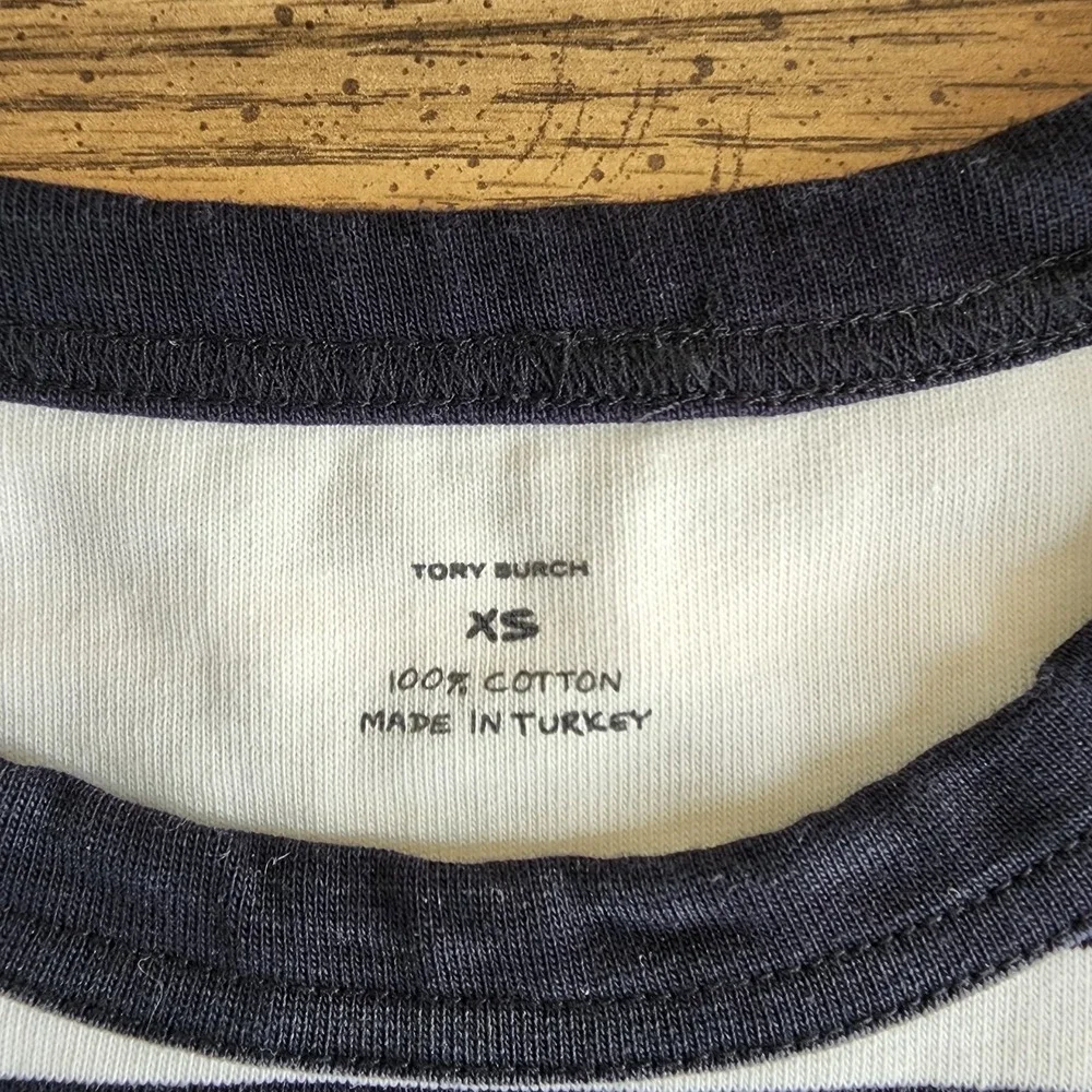 Tory Burch Timeless Striped T Shirt XS Old Money Designer Minimalist Classic